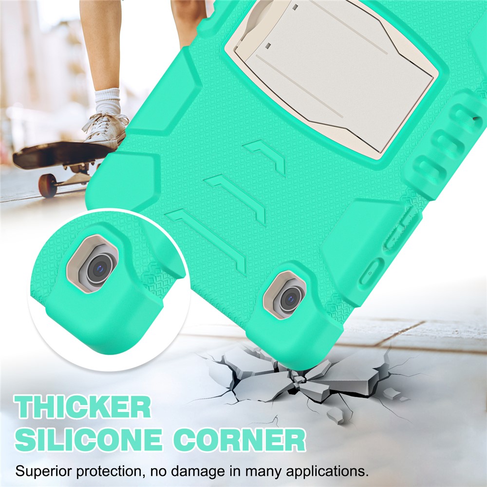 Samsung Galaxy Tab A8 10.5 (2021) X200/205 Kickstand Design PC + Silicone Hybrid Shockproof Anti-scratch Tablet Case Cover - Mint Green-4