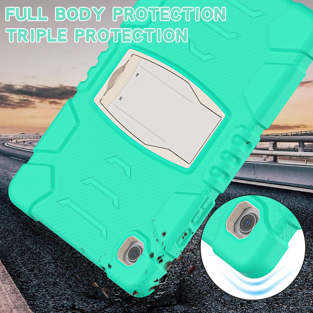 Samsung Galaxy Tab A8 10.5 (2021) X200/205 Kickstand Design PC + Silicone Hybrid Shockproof Anti-scratch Tablet Case Cover - Mint Green-5
