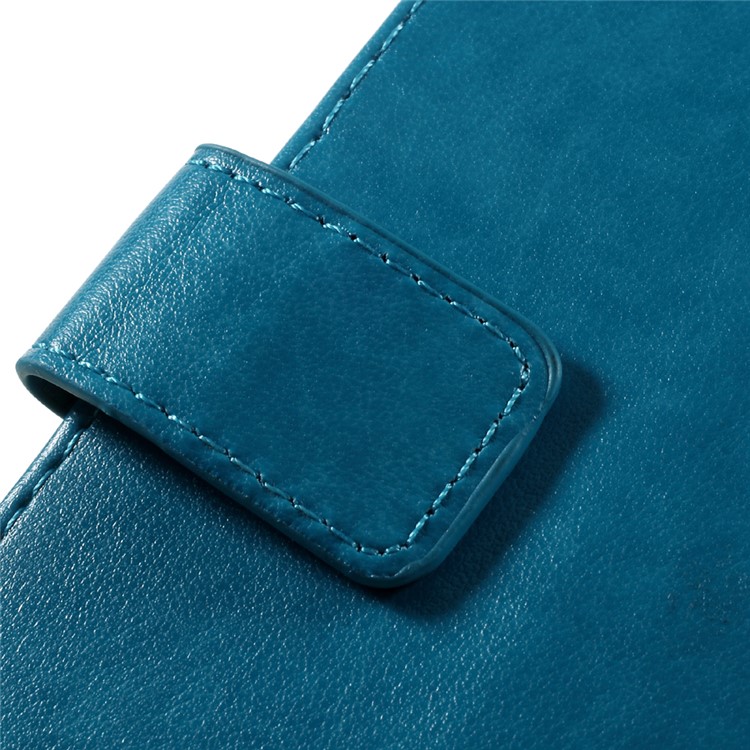 Butterfly Flowers Leather Stand Case with Card Slots for Samsung Galaxy J7 SM-J700F - Dark Blue-11