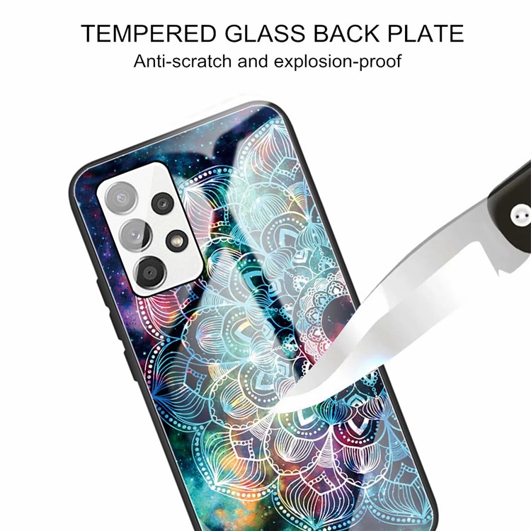 Para o Samsung Galaxy A13 4G Scratch Scratchsntant Profact Pattern Printing Design de Vidro Temperado Traseiro + Caixa de TPU Macia - Flor Mandala-2
