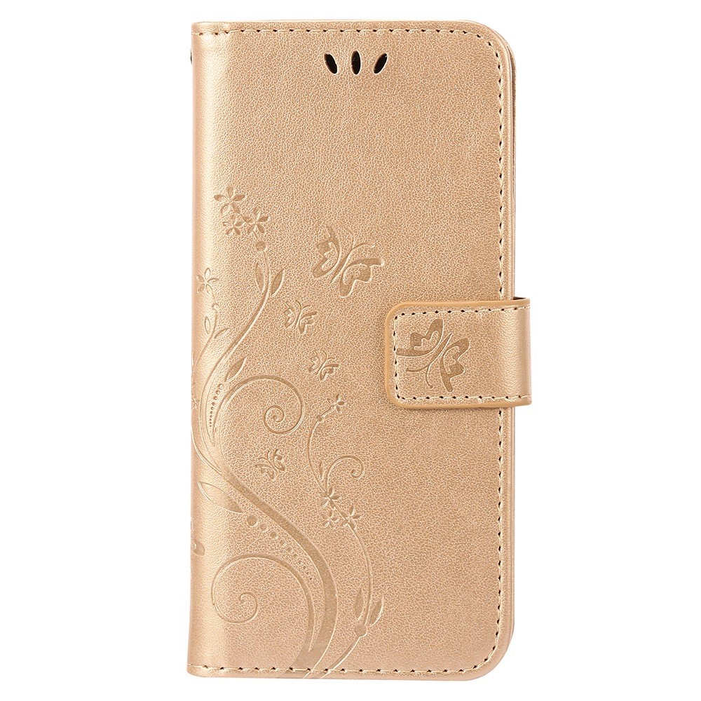 For Samsung Galaxy A33 5G PU Leather Smartphone Case Stylish Imprint Butterflies Wallet Anti-drop Cover - Gold-5