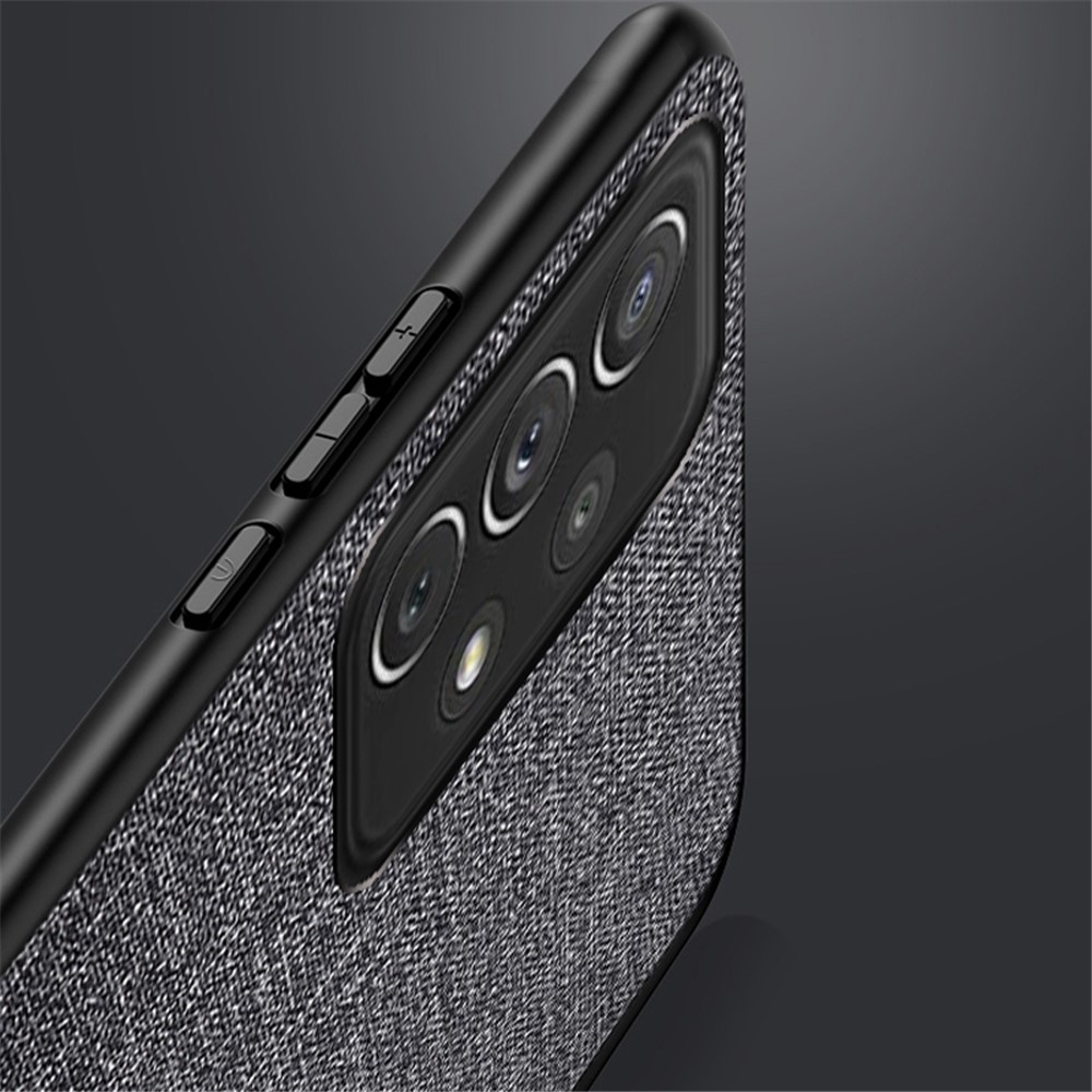For Samsung Galaxy A73 5G Anti-scratch Splicing Cloth Texture PU Leather Coating Phone Cover Hybrid TPU + PC Drop-proof Case - Grey-3