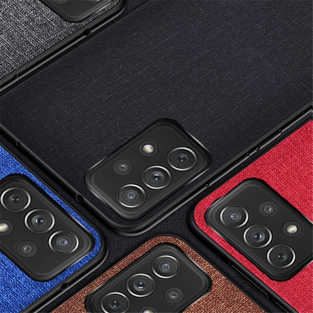For Samsung Galaxy A73 5G Anti-scratch Splicing Cloth Texture PU Leather Coating Phone Cover Hybrid TPU + PC Drop-proof Case - Grey-7