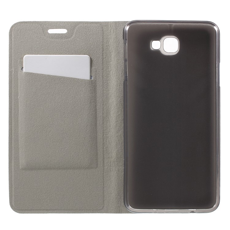 Cross Texture Leather Card Holder Case for Samsung Galaxy On7 (2016) - Black-1