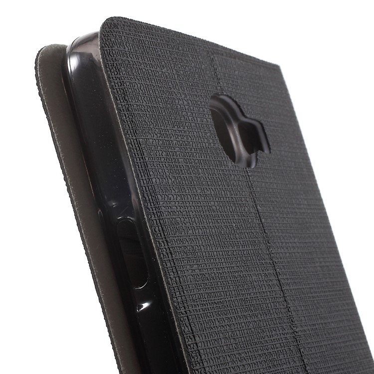 Cross Texture Leather Card Holder Case for Samsung Galaxy On7 (2016) - Black-1