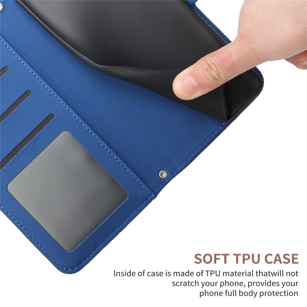Anti-drop Wallet Phone Case for Samsung Galaxy A21s (EU Version) Shockproof Soft Touch PU Leather Folio Flip Cover Butterflies Imprinted Anti-fingerprint Stand Cover with Strap - Blue-3
