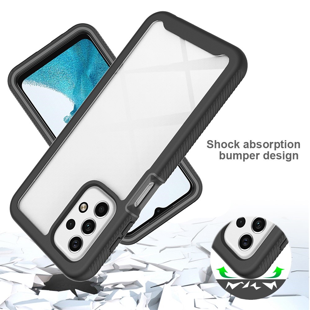 3-in-1 Hybrid Phone Case for Samsung Galaxy A23 4G, Complete Covering TPU + PC Phone Cover with PET Screen Protector - Black-3