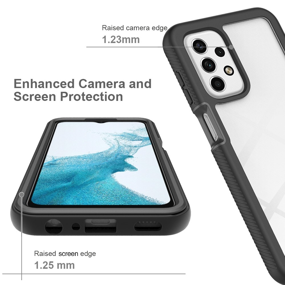 3-in-1 Hybrid Phone Case for Samsung Galaxy A23 4G, Complete Covering TPU + PC Phone Cover with PET Screen Protector - Black-4
