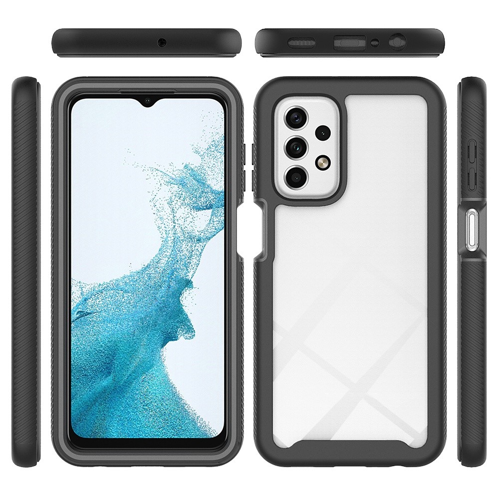 3-in-1 Hybrid Phone Case for Samsung Galaxy A23 4G, Complete Covering TPU + PC Phone Cover with PET Screen Protector - Black-5