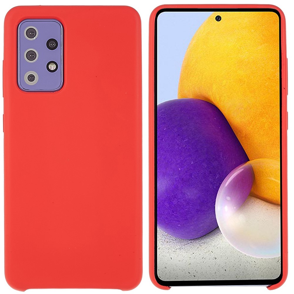 For Samsung Galaxy A72 5G/4G Cell Phone Cover Premium Solid State Silicone Mobile Phone Case with Comfortable Touch Feeling - Red