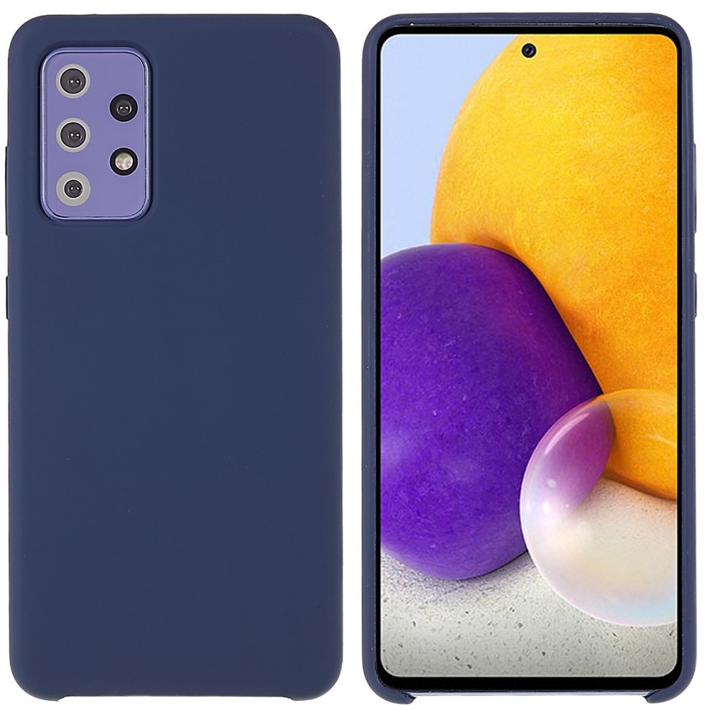 For Samsung Galaxy A72 5G/4G Cell Phone Cover Premium Solid State Silicone Mobile Phone Case with Comfortable Touch Feeling - Dark Blue