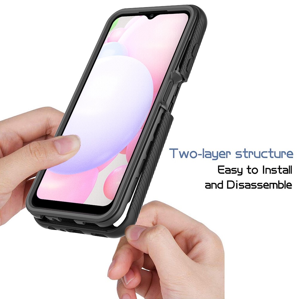 For Samsung Galaxy A13 4G Clear Case Anti-Yellow Shock Absorption Acrylic + TPU + PC Protective Phone Cover - Black-5
