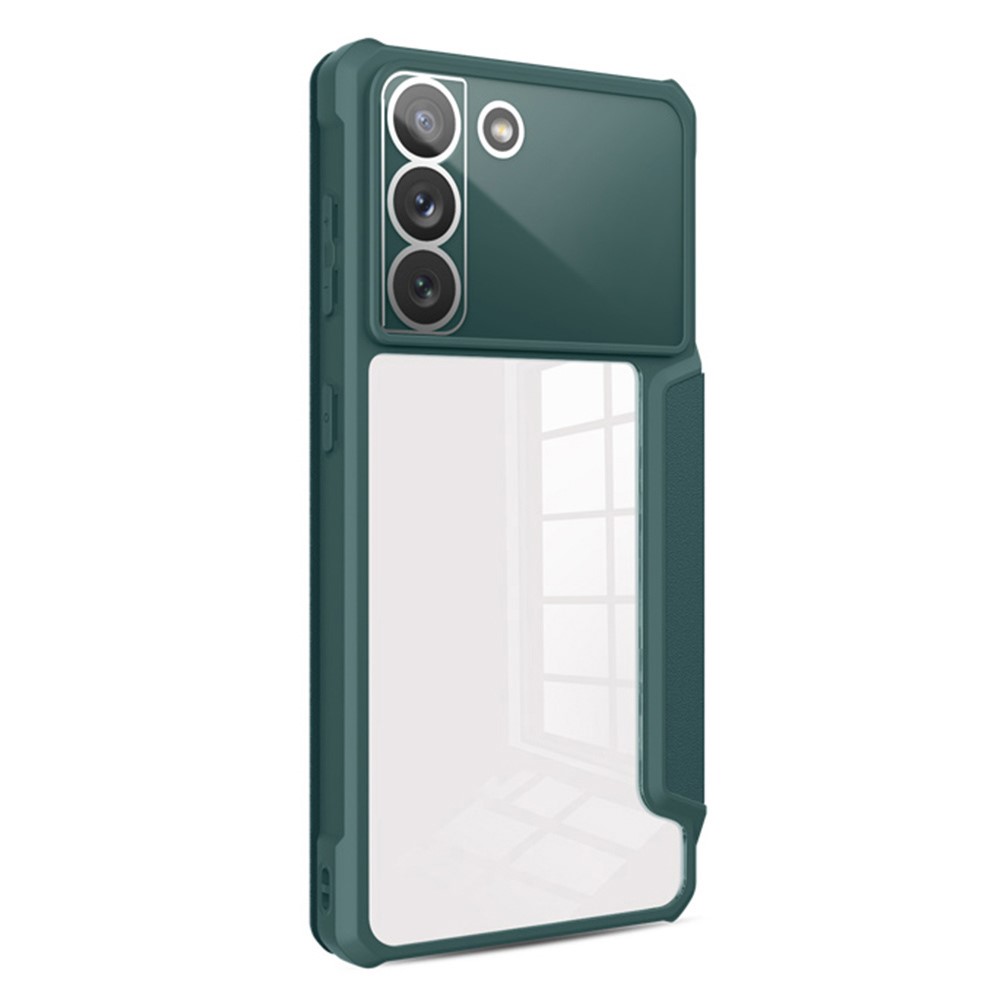 For Samsung Galaxy S22 5G Business Style PU Leather Phone Stand Case Magnetic Auto-absorbed Card Holder Protective Cover - Green-10