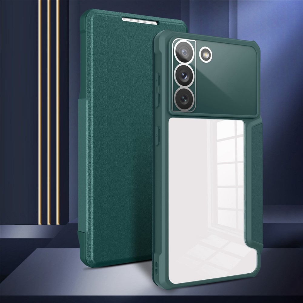 For Samsung Galaxy S22 5G Business Style PU Leather Phone Stand Case Magnetic Auto-absorbed Card Holder Protective Cover - Green-7
