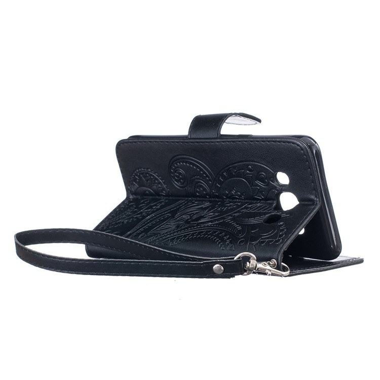 Imprinted Paisley Card Slots Leather Case for Samsung Galaxy J5 (2016) - Black-1