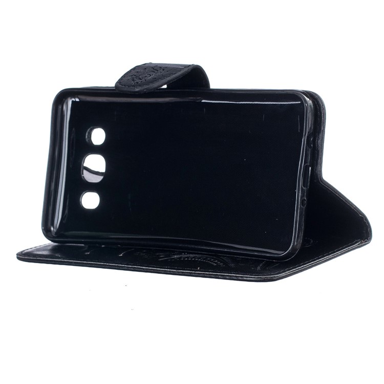 Imprinted Paisley Card Slots Leather Case for Samsung Galaxy J5 (2016) - Black-1