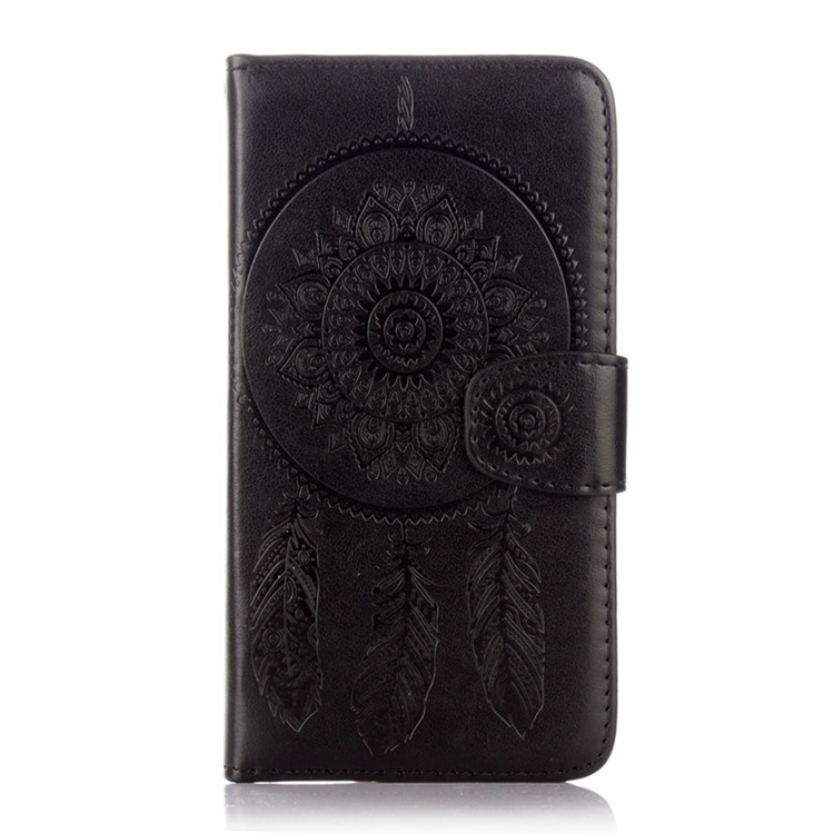 Imprint Dream Catcher Leather Wallet Case for Samsung Galaxy S6 G920 - Black-1