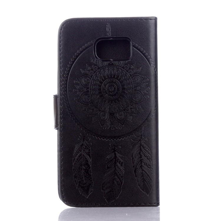 Imprint Dream Catcher Leather Wallet Case for Samsung Galaxy S6 G920 - Black-1