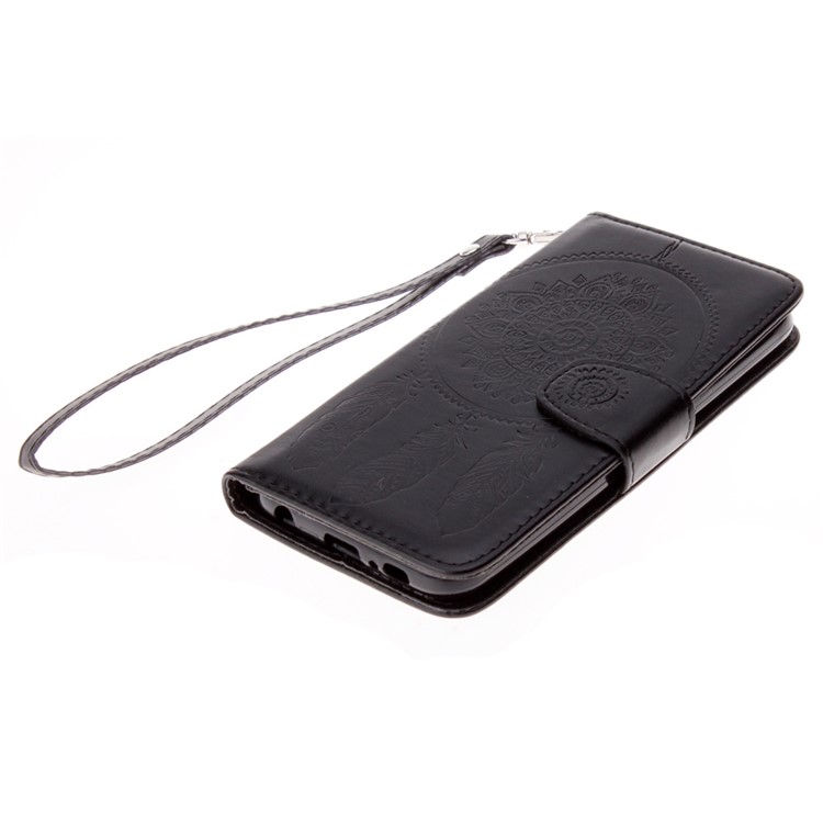 Imprint Dream Catcher Leather Wallet Case for Samsung Galaxy S6 G920 - Black-1