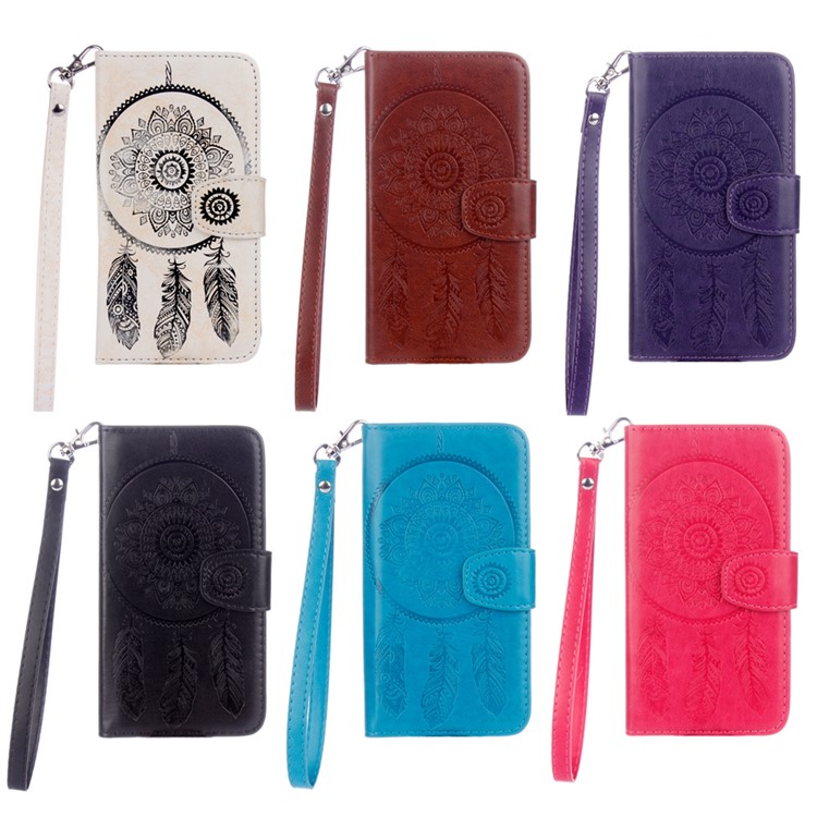 Imprint Dream Catcher Leather Wallet Case for Samsung Galaxy S6 G920 - Black-1
