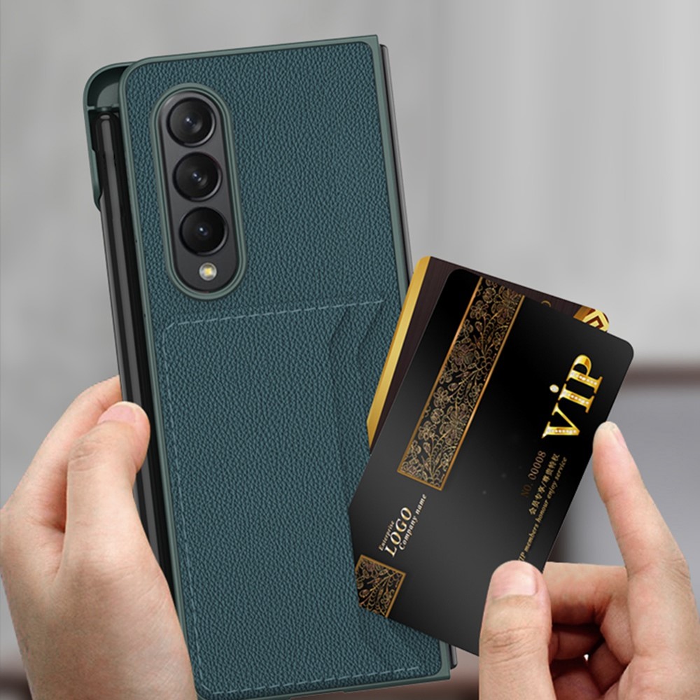 GKK For Samsung Galaxy Z Fold3 5G Ultra Slim Phone Case PU Leather Coated PC Folding Cover with Pen Slot - Carbon Fiber Texture-6