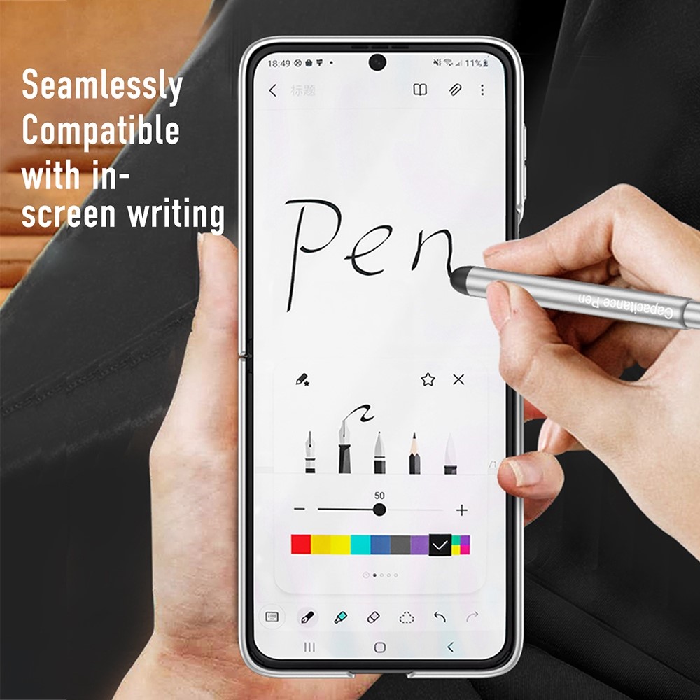 GKK For Samsung Galaxy Z Flip3 5G Camera Lens Film Ultra Slim Phone Case Hard PC Cover with Stylus Pen - Black-3