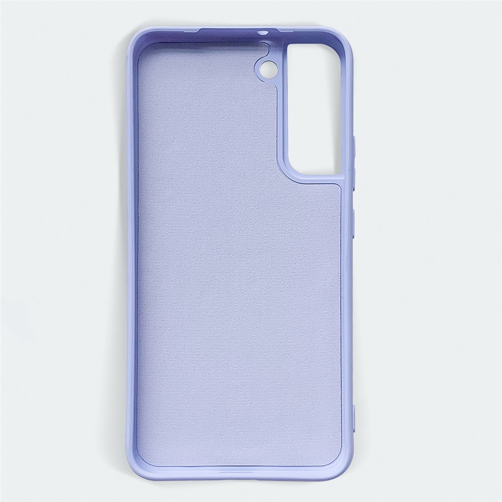 For Samsung Galaxy S22 5G+ 5G PU Leather Card Slot Rubberized TPU Case Liquid Silicone Texture Feeling Phone Cover - Light Purple-4