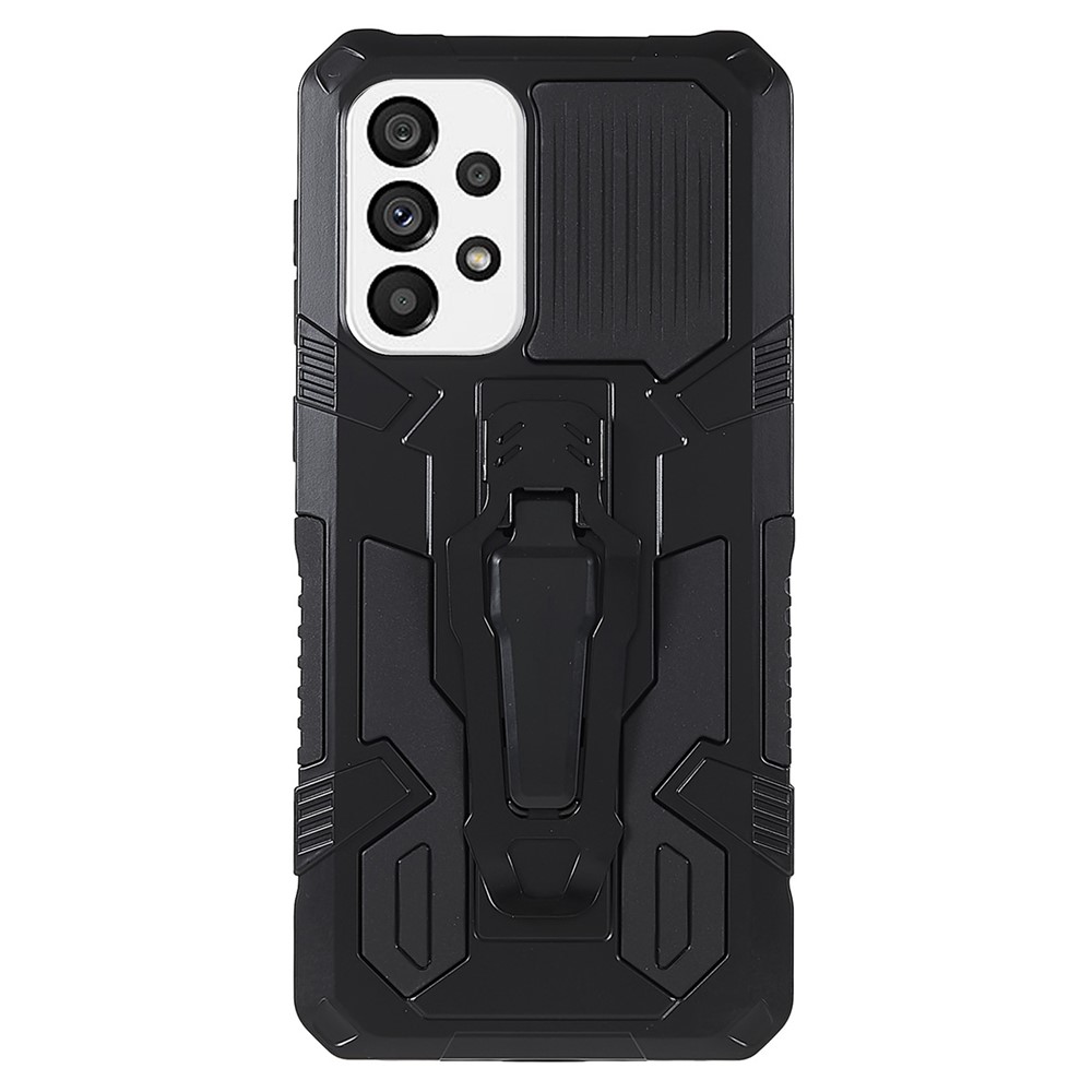 MechWarrior Proiect for Samsung Galaxy A73 5G Hybrid Hard PC Soft TPU Drop-proof Well-protected Case with Back Clip Kickstand - Black-2