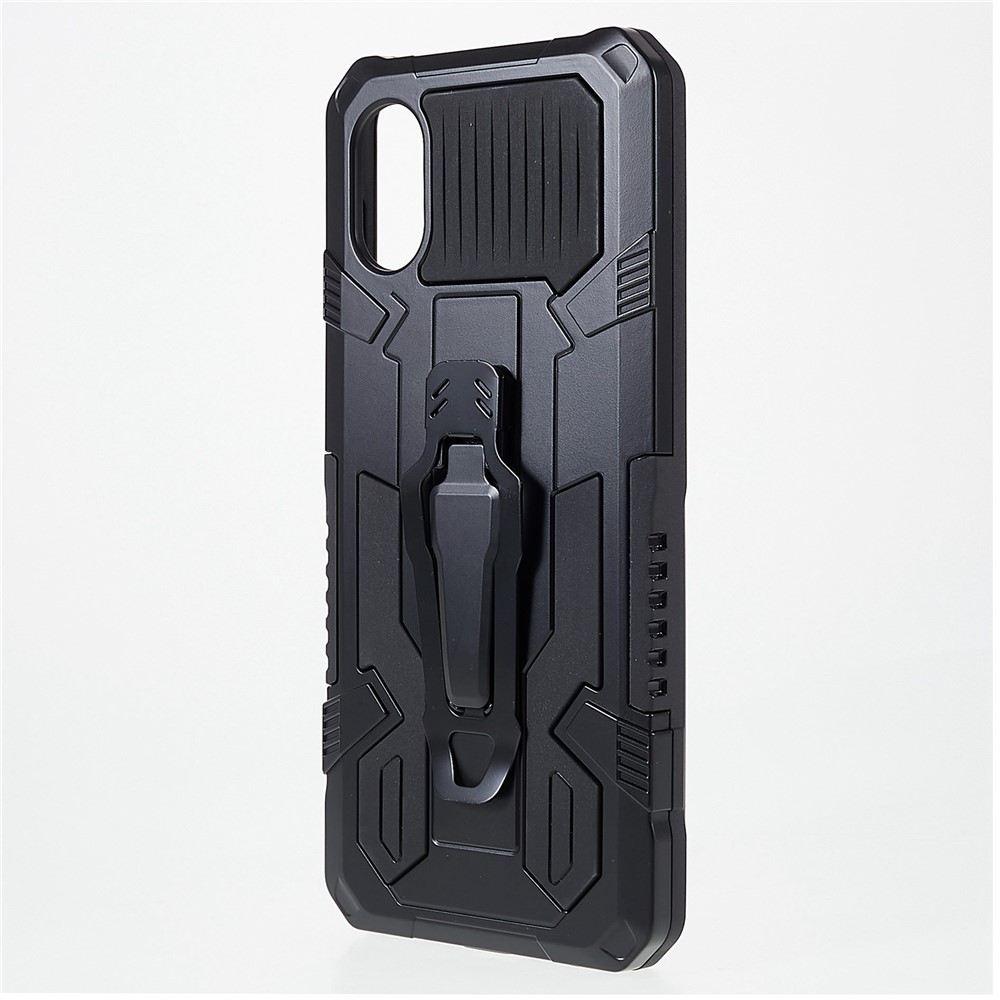 MechWarrior Proiect for Samsung Galaxy A03 Core Shockproof Anti-scratch Built-in Metal Sheet Hybrid Hard PC Soft TPU Case with Back Clip Kickstand - Black-4