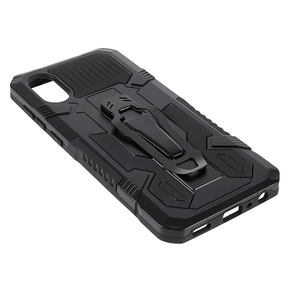 MechWarrior Proiect for Samsung Galaxy A03 Core Shockproof Anti-scratch Built-in Metal Sheet Hybrid Hard PC Soft TPU Case with Back Clip Kickstand - Black-6