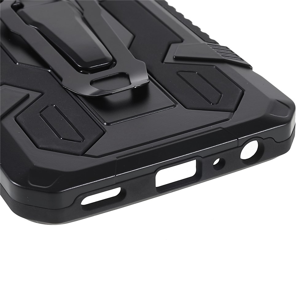 MechWarrior Proiect for Samsung Galaxy A03 Core Shockproof Anti-scratch Built-in Metal Sheet Hybrid Hard PC Soft TPU Case with Back Clip Kickstand - Black-7