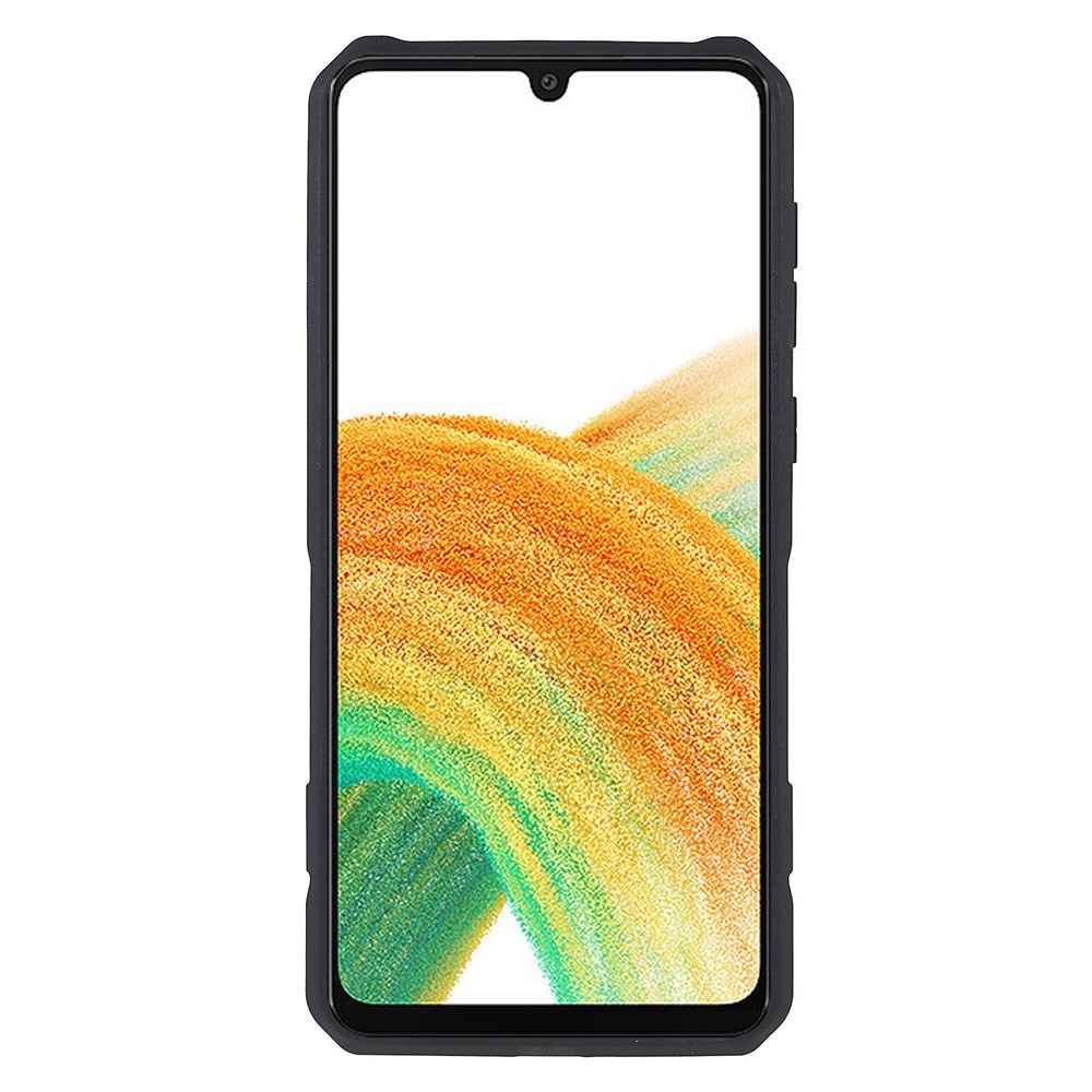 MechWarrior Proiect for Samsung Galaxy A33 5G Well-protected Anti-fall Built-in Metal Sheet Hybrid Hard PC Soft TPU Case with Back Clip Kickstand - Black-5