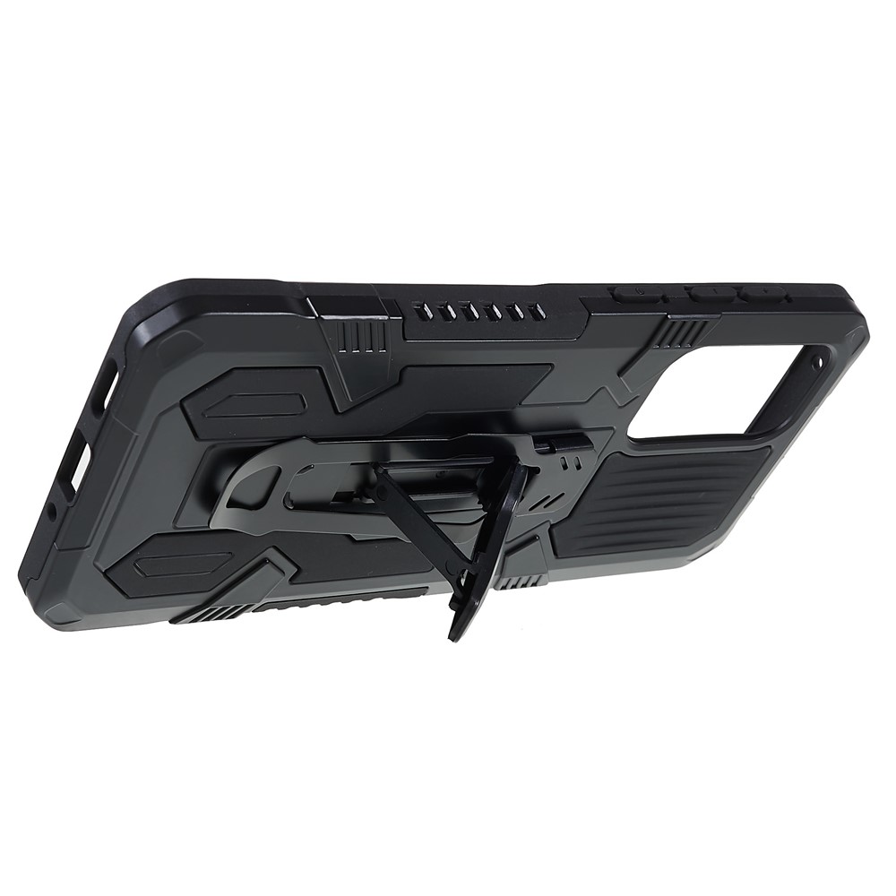 MechWarrior Proiect for Samsung Galaxy A33 5G Well-protected Anti-fall Built-in Metal Sheet Hybrid Hard PC Soft TPU Case with Back Clip Kickstand - Black-9