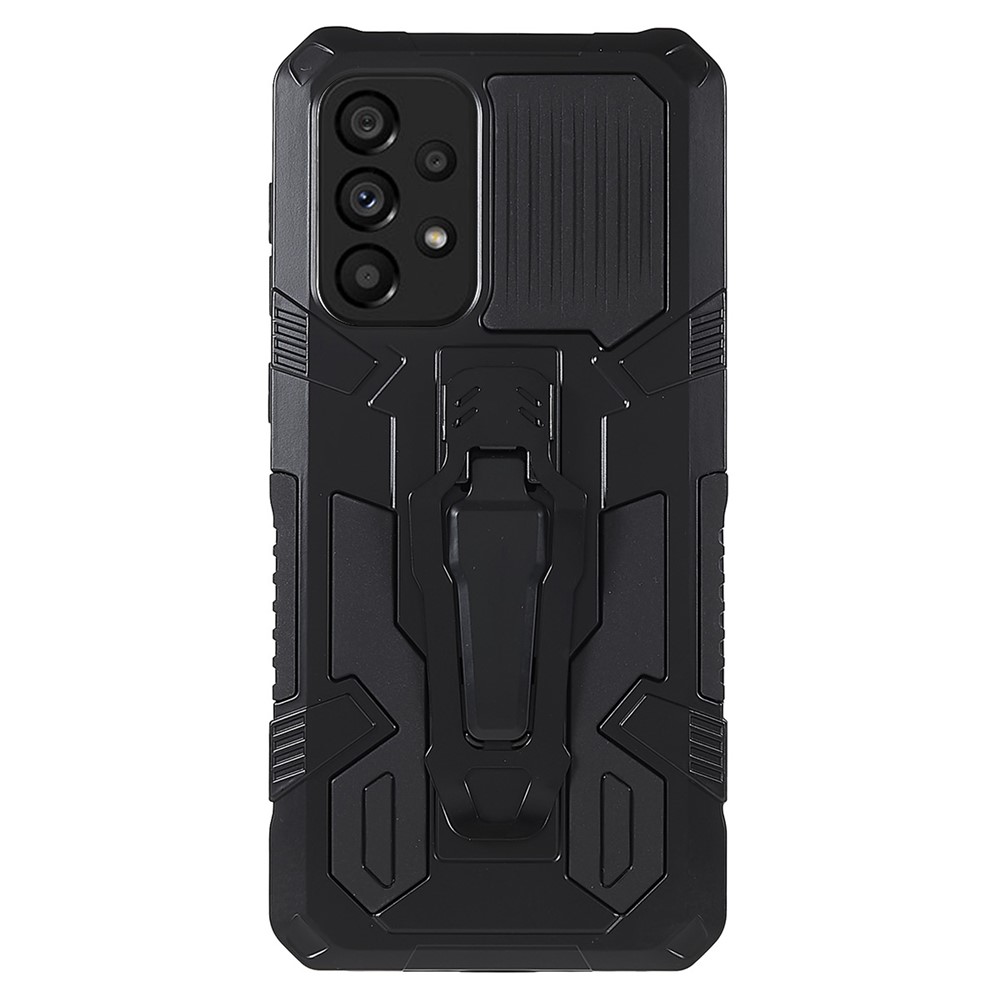 MechWarrior Proiect for Samsung Galaxy A53 5G Built-in Metal Sheet Hybrid Hard PC Soft TPU Anti-scratch Case with Back Clip Kickstand - Black-2