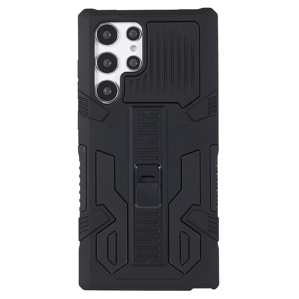 For Samsung Galaxy S22 Ultra 5G Vanguard Shockproof Drop-proof Built-in Kickstand PC + TPU Mobile Phone Cover Case - Black-2