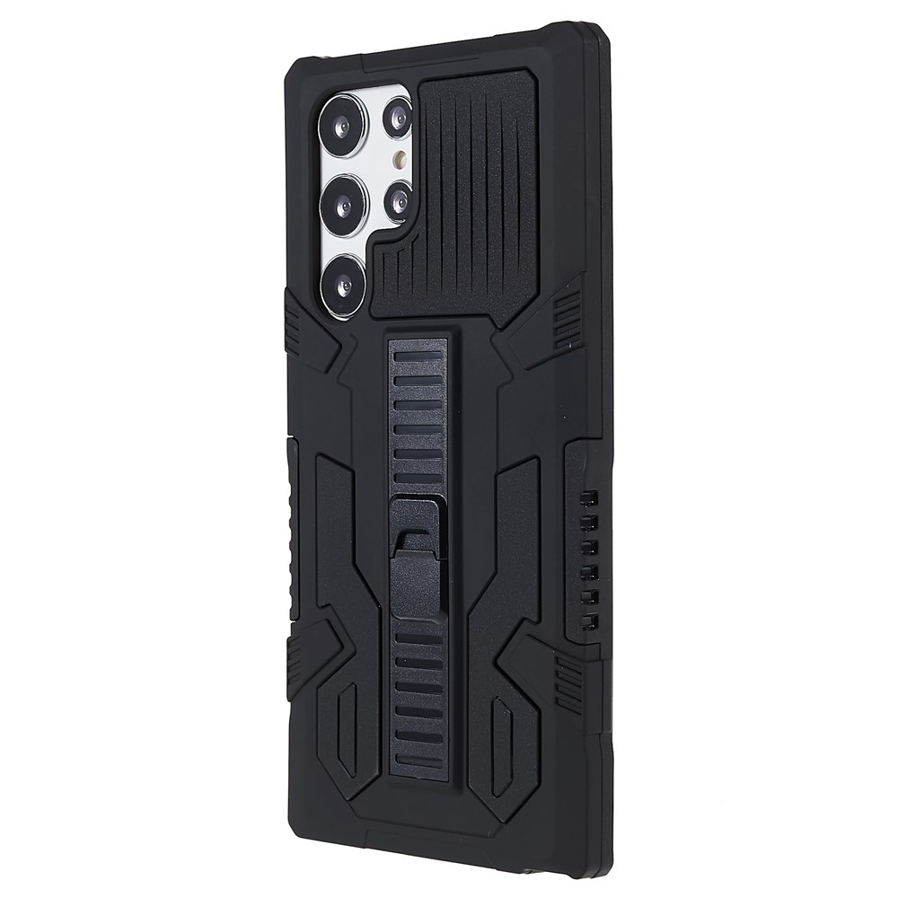 For Samsung Galaxy S22 Ultra 5G Vanguard Shockproof Drop-proof Built-in Kickstand PC + TPU Mobile Phone Cover Case - Black-3