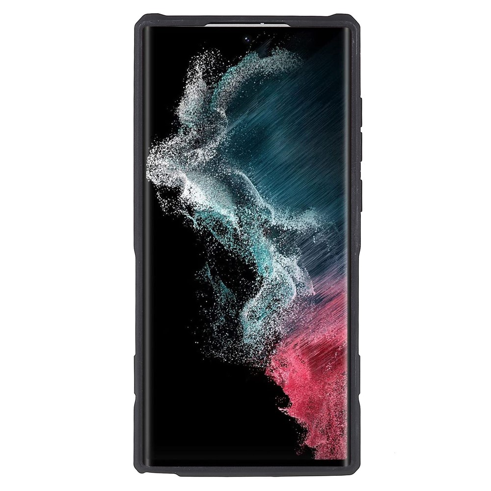 For Samsung Galaxy S22 Ultra 5G Vanguard Shockproof Drop-proof Built-in Kickstand PC + TPU Mobile Phone Cover Case - Black-4