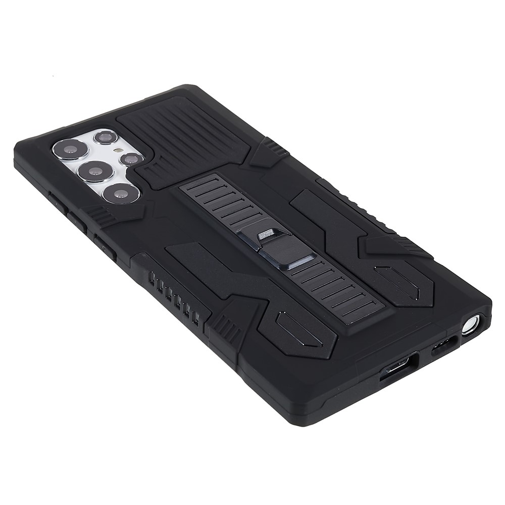 For Samsung Galaxy S22 Ultra 5G Vanguard Shockproof Drop-proof Built-in Kickstand PC + TPU Mobile Phone Cover Case - Black-5