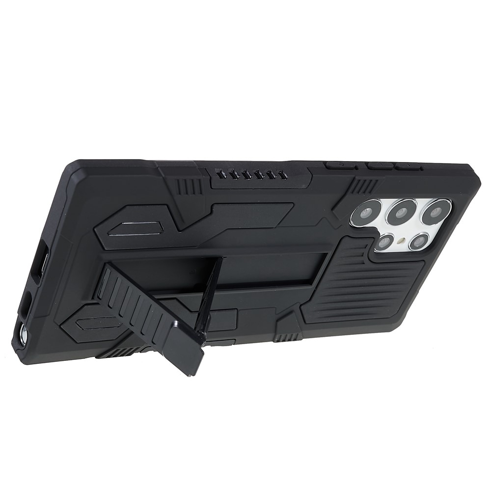 For Samsung Galaxy S22 Ultra 5G Vanguard Shockproof Drop-proof Built-in Kickstand PC + TPU Mobile Phone Cover Case - Black-8