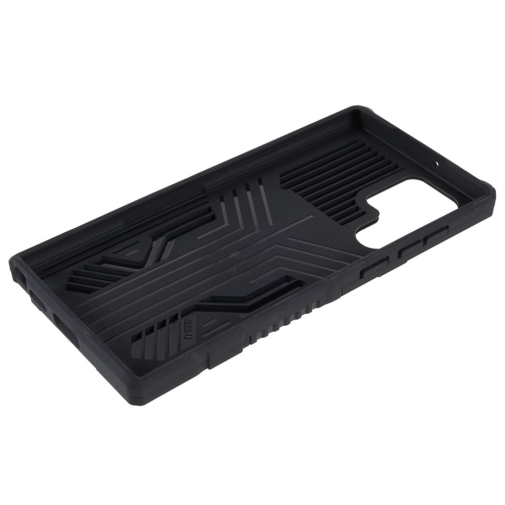 For Samsung Galaxy S22 Ultra 5G Vanguard Shockproof Drop-proof Built-in Kickstand PC + TPU Mobile Phone Cover Case - Black-9