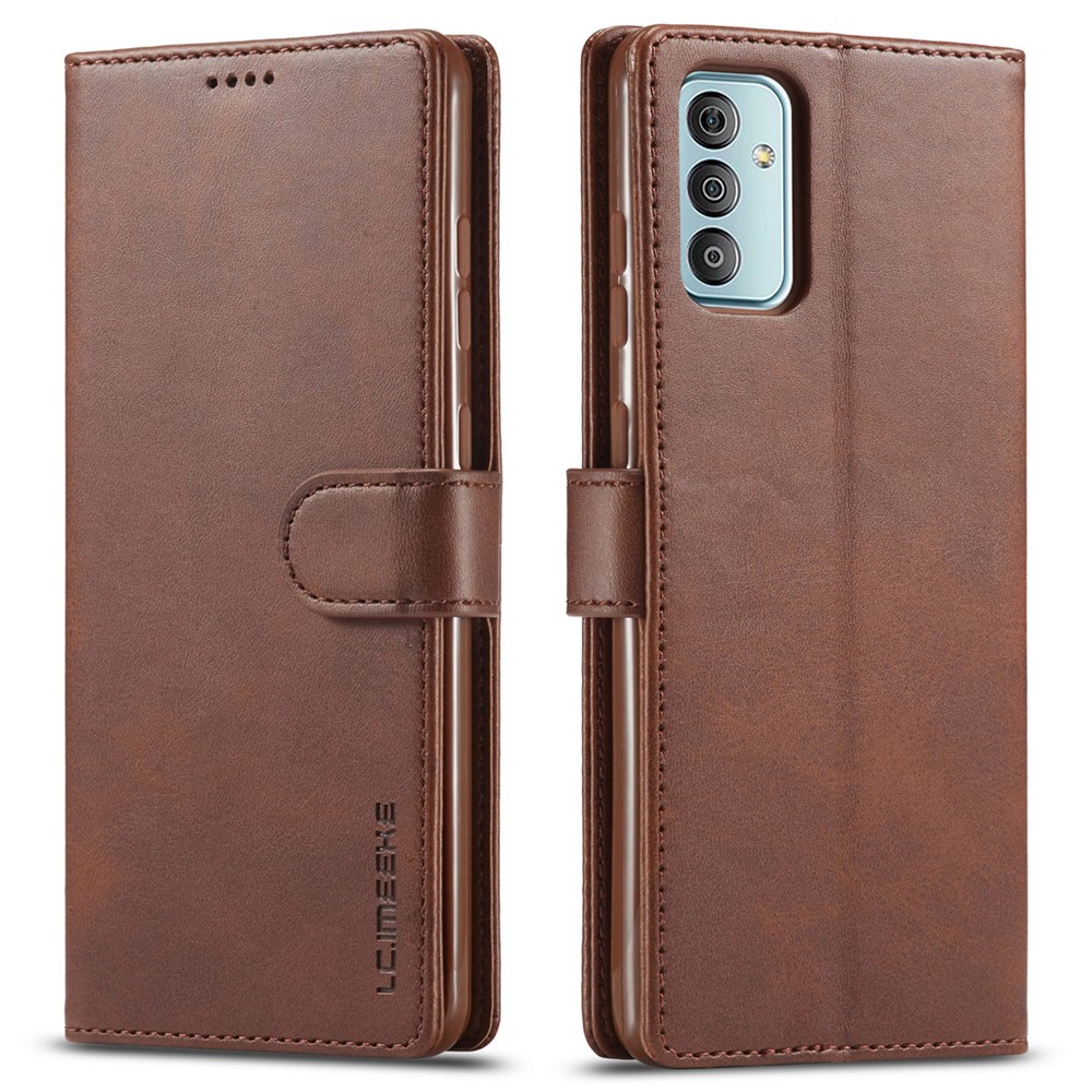 LC.IMEEKE For Samsung Galaxy M23 5G/F23 5G Textured PU Leather Magnetic Clasp Phone Case with Wallet Stand - Brown-1