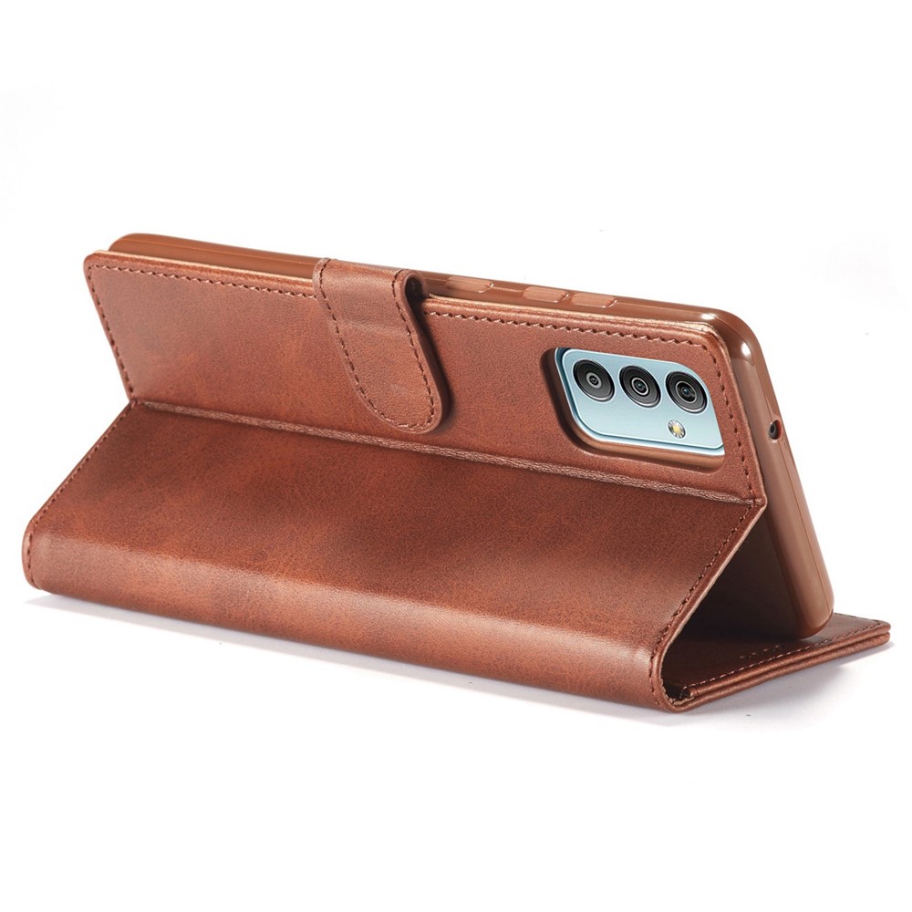 LC.IMEEKE For Samsung Galaxy M23 5G/F23 5G Textured PU Leather Magnetic Clasp Phone Case with Wallet Stand - Brown-4