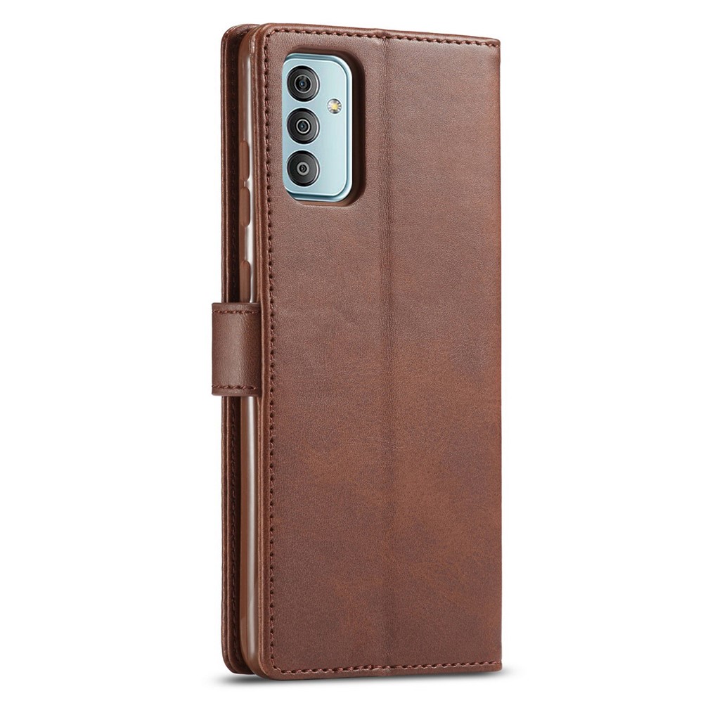 LC.IMEEKE For Samsung Galaxy M23 5G/F23 5G Textured PU Leather Magnetic Clasp Phone Case with Wallet Stand - Brown-9