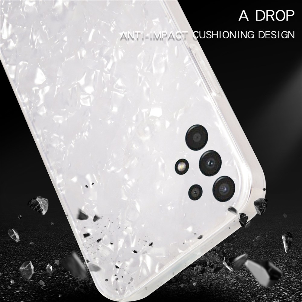 IPAKY for Samsung Galaxy A13 4G IMD Phone Case TPU Soft Edge + Acrylic Hard Bottom Protective Cover - White-7