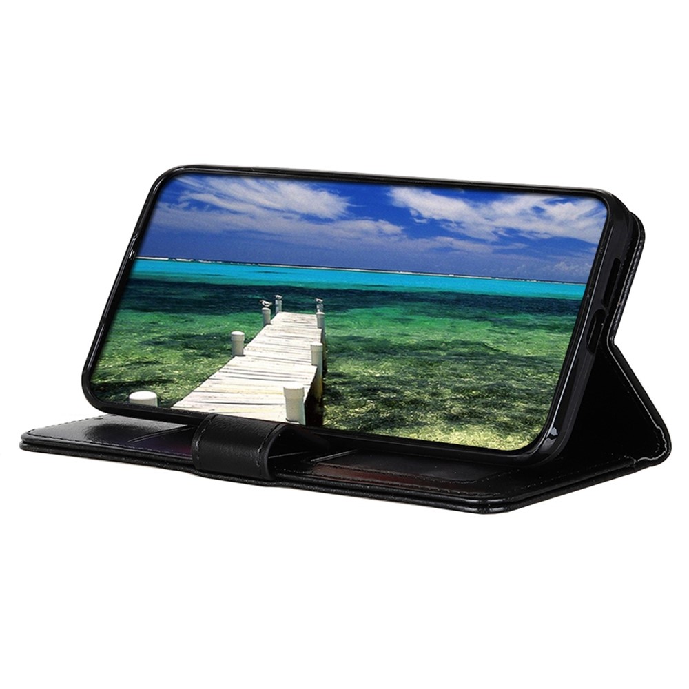For Samsung Galaxy M53 5G Magnetic Flip Leather Case Crazy Horse Texture Horizontal Viewing Stand Wallet Phone Cover - Black-3