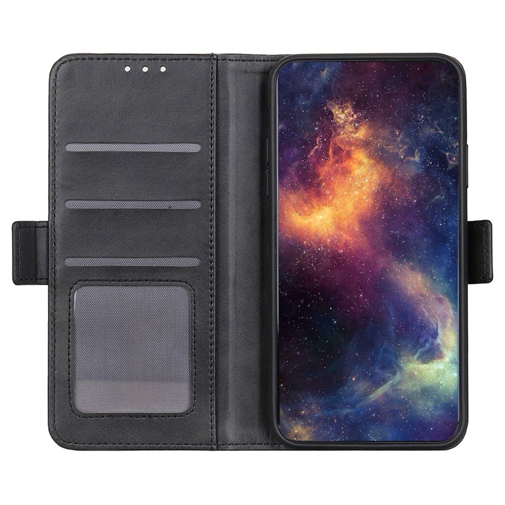 For Samsung Galaxy M53 5G Textured Leather Wallet Case TPU Shockproof Interior Shell Stand Feature Magnetic Clasp Folio Cover - Black-2