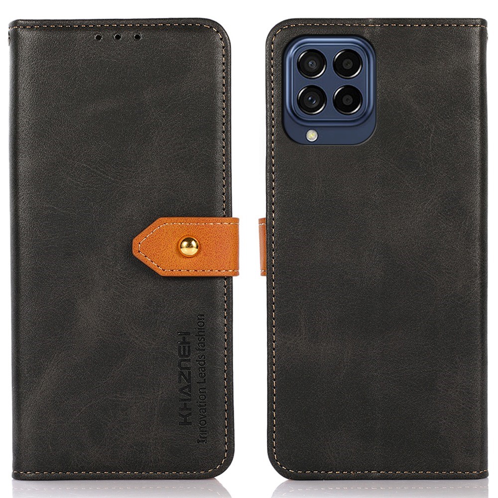 KHAZNEH for Samsung Galaxy M53 5G Dual Color Leather Flip Wallet Phone Case Secure Magnetic Closure Plus Stand Function Folio Cover - Black-1