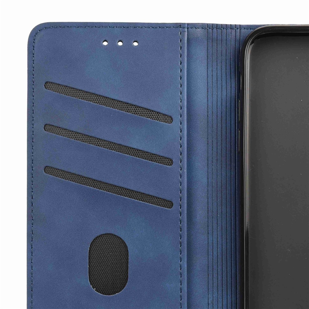 For Samsung Galaxy M53 5G Splicing PU Leather Skin-touch Feeling Case Stand Magnetic Absorption Full Protection Flip Folio Wallet Cover - Blue-5