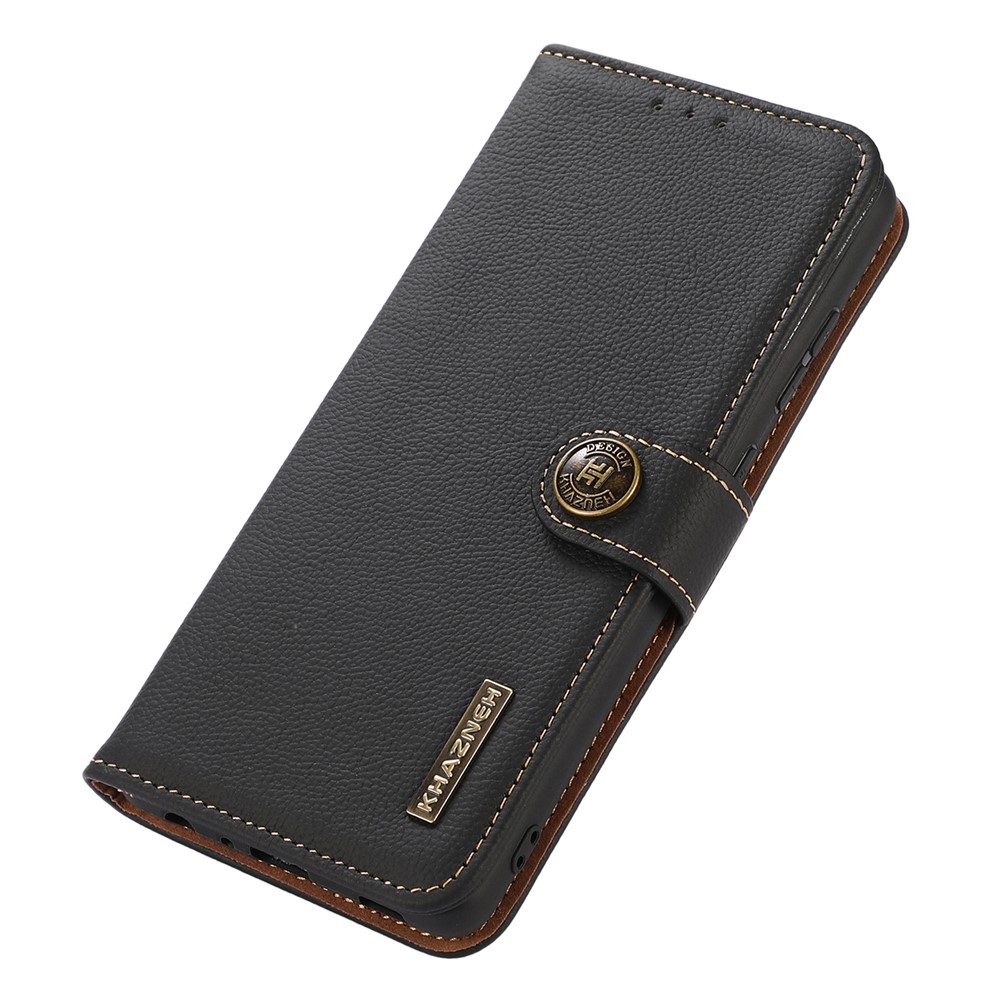 KHAZNEH for Samsung Galaxy M53 5G Genuine Leather Flip Cover RFID Blocking Wallet Style Stand Book Folio Folding Case - Black-5