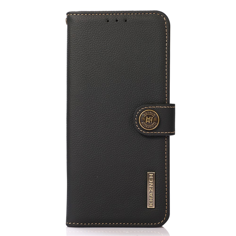 KHAZNEH for Samsung Galaxy M53 5G Genuine Leather Flip Cover RFID Blocking Wallet Style Stand Book Folio Folding Case - Black-7